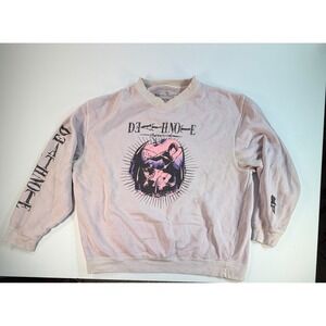 Death Note Anime Graphic Sweatshirt Light Yagami L Purple Wash Crewneck XL